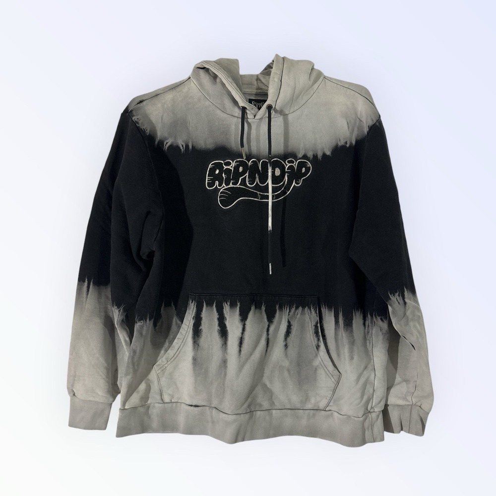 Ripndip Mens Lord Nermal Dip Dye Hoodie Black Gray Graphic Pullover‎ Size M